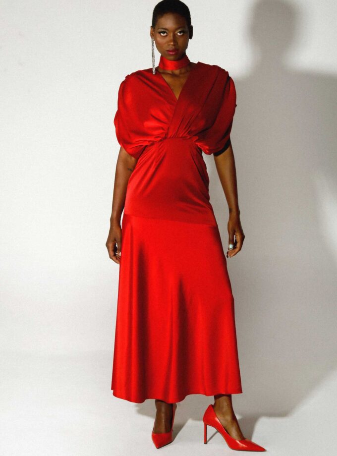 Crepe Dress Red