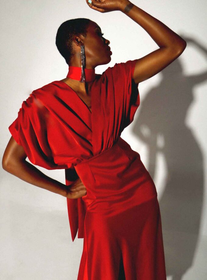 Crepe Dress Red