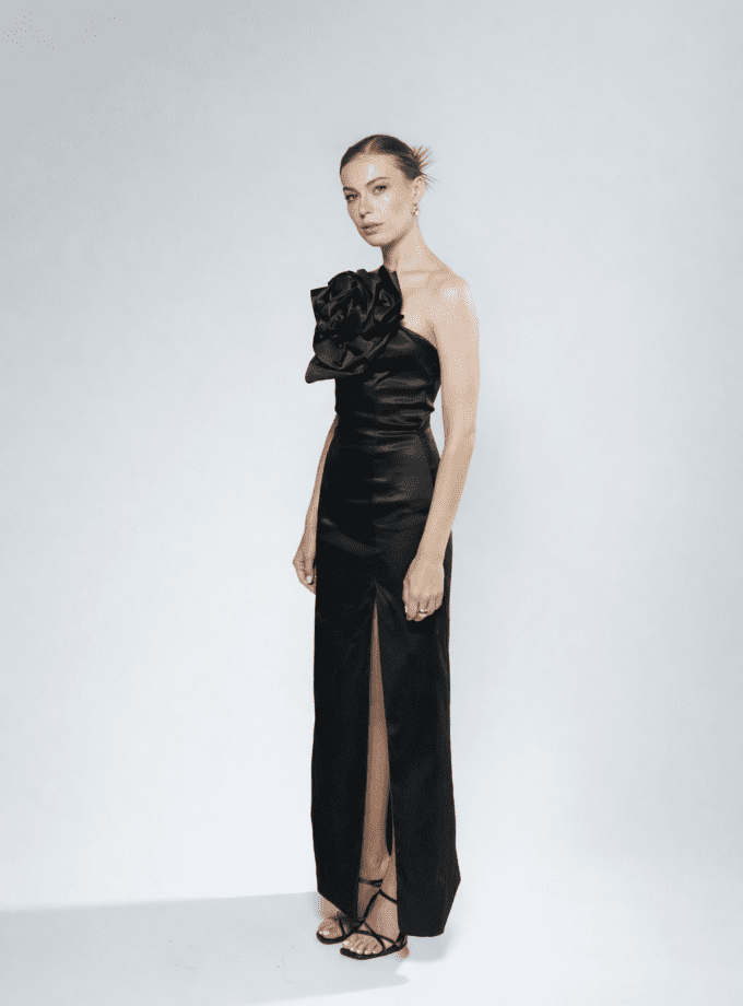 Gown Rose Dress Black